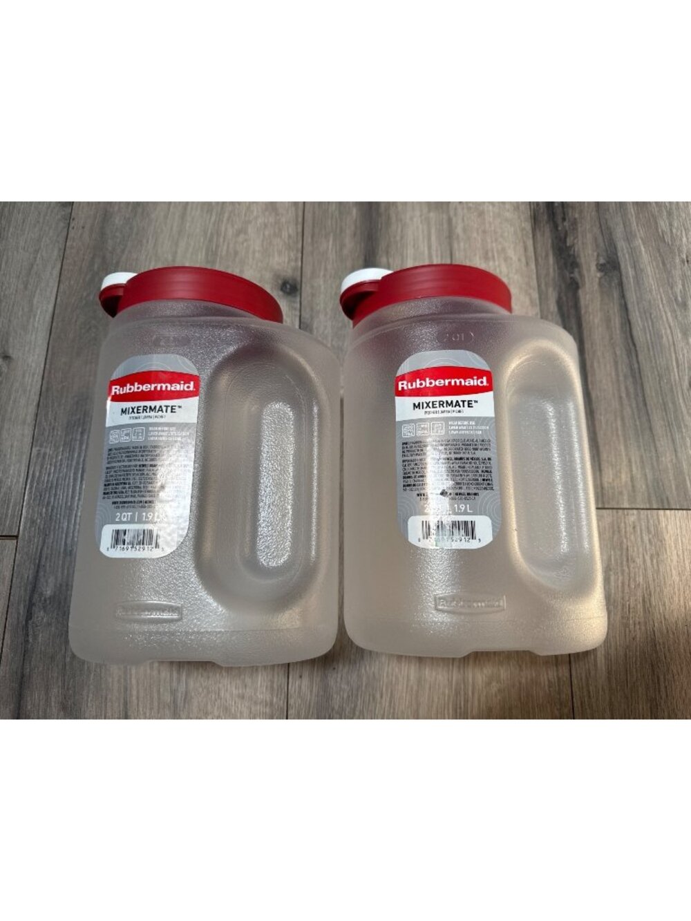 Rubbermaid 2022 Mixermate Pitcher 2 Qt BPA-Free Plastic With Red Lid - Set Of 2